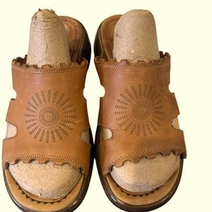 Dansko tan color slip on sandals size 37